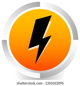 Icon with spark, lighting bolt symbol for electrical themes