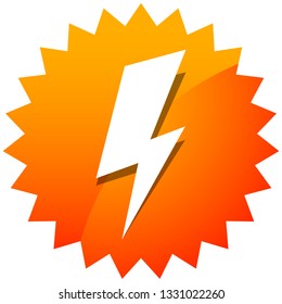 Icon with spark, lighting bolt symbol for electrical themes