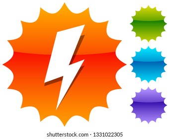 Icon with spark, lighting bolt symbol for electrical themes