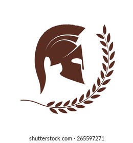 icon a Spartan helmet in a laurel wreath