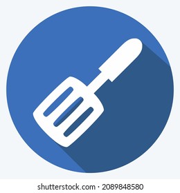 Icon Spatula - Long Shadow Style - Simple illustration,Editable stroke,Design template vector, Good for prints, posters, advertisements, announcements, info graphics, etc.