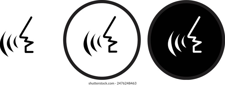  icon Speak black outline logo for web site design 
and mobile dark mode apps 
Vector illustration on a white background