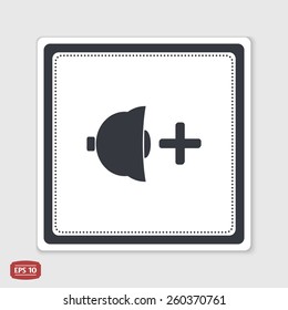 Icon speaker louder. Flat design style. Specular reflection. Made vector illustration. Emblem or label with shadow.