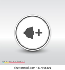 Icon speaker louder. Flat design style. Specular reflection. Made vector illustration. Emblem or label with shadow.