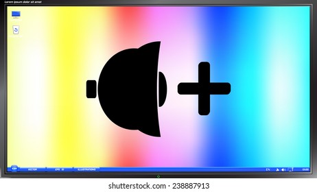 Icon speaker louder on the screen monitor. Made vector illustration