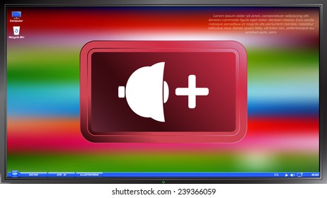 Icon speaker louder on the screen monitor. Made vector illustration