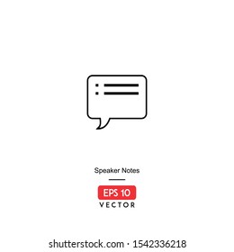 Icon speaker notes illustration with line style, isolated on white background. EPS10 - Vector