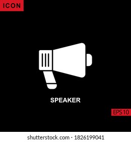 icon speaker on black background. Illustration flat or glyph icon for graphic, print media interfaces and web design.