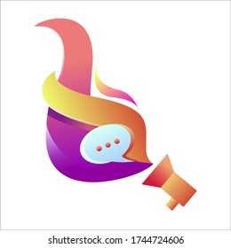 Icon of speaker and pr message