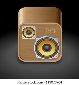 Icon for speakers. Dark background. Vector saved as eps-10, file contains objects with transparency.