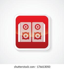 Icon of Speakers on Glossy Button. Eps-10