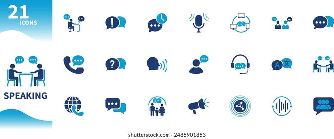 Icon speaking. Set of icons for conversation, chat, communication, language, artificial intelligence,...