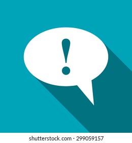 Icon of speech bubble with exclamation mark, vector illustration