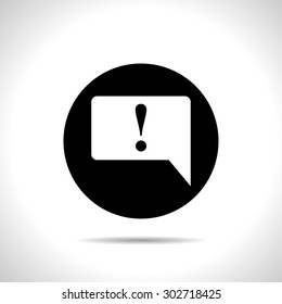 Icon of speech bubble with exclamation mark, vector illustration