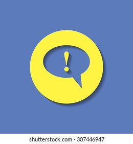 Icon of speech bubble with exclamation mark, vector illustration