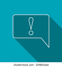 Icon of speech bubble with exclamation mark, vector illustration