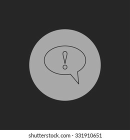 Icon of speech bubble with exclamation mark, vector illustration