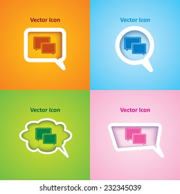icon of Speech Bubble on four kinds of speech bubble with four different color beautiful background. Eps-10.