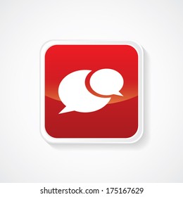 Icon of Speech Bubble on Red Glossy Button. Eps-10