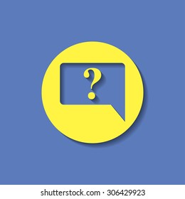 Icon of speech bubble with question mark, vector illustration