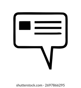 Icon of a Speech Bubble with Text, Representing Communication and Information Exchange