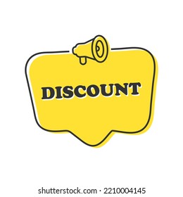 icon with speech bubble in word discount on white background