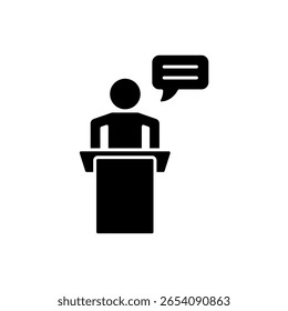 Icono de un discurso, aislado contra un fondo limpio.
