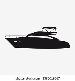 Icon Speed Boat, Side View Silhoutte. Vector, Isolated Simple Style