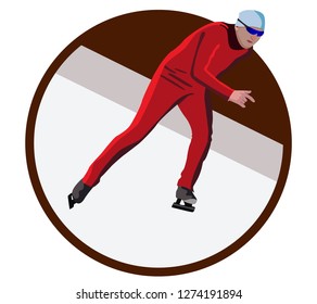 icon speed skating on ice, winter sports, vector on white background