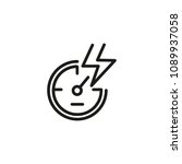 Icon of speedometer with lightning. Car, display, horsepower. Automobile industry concept. Can be used for topics like maximum speed, power, energy