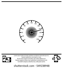 Icon of speedometer on white background. All elements speedometer for web design and decoration of greeting cards.