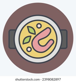 Icon Spicy Soup. related to Cooking symbol. color mate style. simple design editable. simple illustration