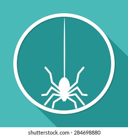 Icon Spider on white circle with a long shadow