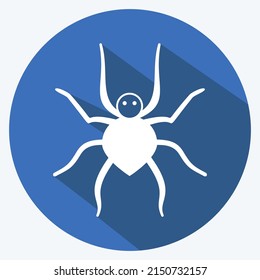 Icon Spider. suitable for animal symbol. long shadow style. simple design editable. design template vector. simple symbol illustration