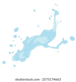 Icon of spilled long drop of liquid on the surface. Icon of flowing drop, wave, splash, splash of nature isolated on white background. Dripping liquid. Water spill. A drop of rain and a drop of swea11