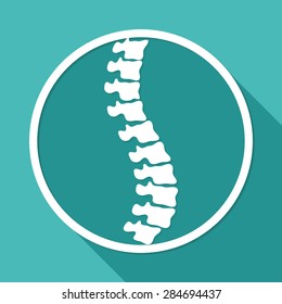 Diagnóstico de la columna vertebral en círculo blanco con una sombra larga