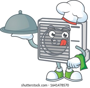 An icon of split air conditioner as a Chef with food on tray ready to serve
