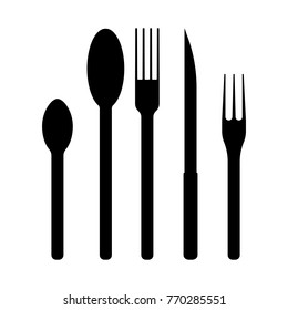Icon of spoon, fork and knife. Isolated vector on a white background.