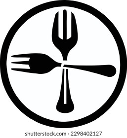 Icono De Cuchara Y Horquilla En Una Placa, Vector 9