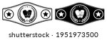 icon, sport belt of boxing champion, kickboxing tournament winner with gloves and laurel wreath emblem in center. Vector