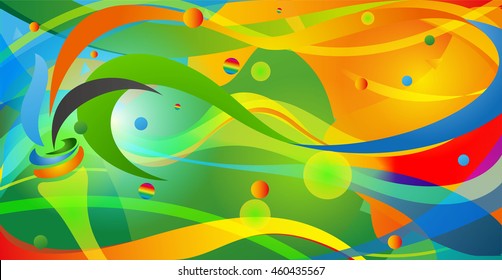 Icon sport torch with colorful wavy stripes. Championship icon, a symbol of victory. Isolated vector illustration.Abstract colorful background with wave, Champion flame.