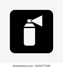 Ícone de um spray pode emitir névoa. Design preto e branco. Símbolo de lata de spray simples. Ideal para aerossol, tinta spray ou temas de grafite. Vetor de ícone da interface do usuário.