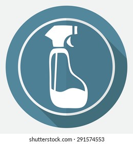 Icon Spray Pistol Cleaner Plastic on white circle with a long shadow