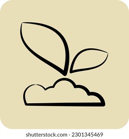 Icon Sprout 2. related to Flora symbol. hand drawn style. simple illustration. plant. Oak. leaf. rose