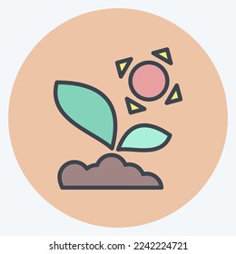 Icon Sprout 3. related to Flora symbol. color mate style. simple illustration. plant. Oak. leaf. rose