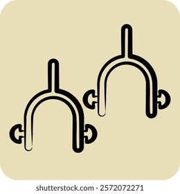 Icon Spurs. related to Equestrian Sport symbol. hand drawn style. design editable