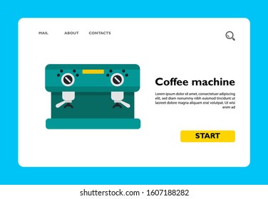 Icon of square blue-green coffee machine with two nozzles