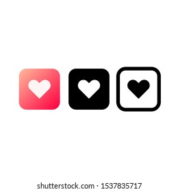 icon square heart favourite color , black and white