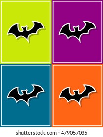 Icon in the square on a bright colorful background bat