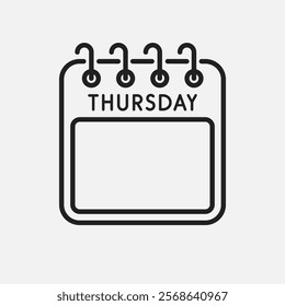 Icon square page calendar day of the week - Thursday. Empty space for your text. Vector simple pictogram reminder calendar for date, to-do list. Template for anniversary, reminder, schedule, planning